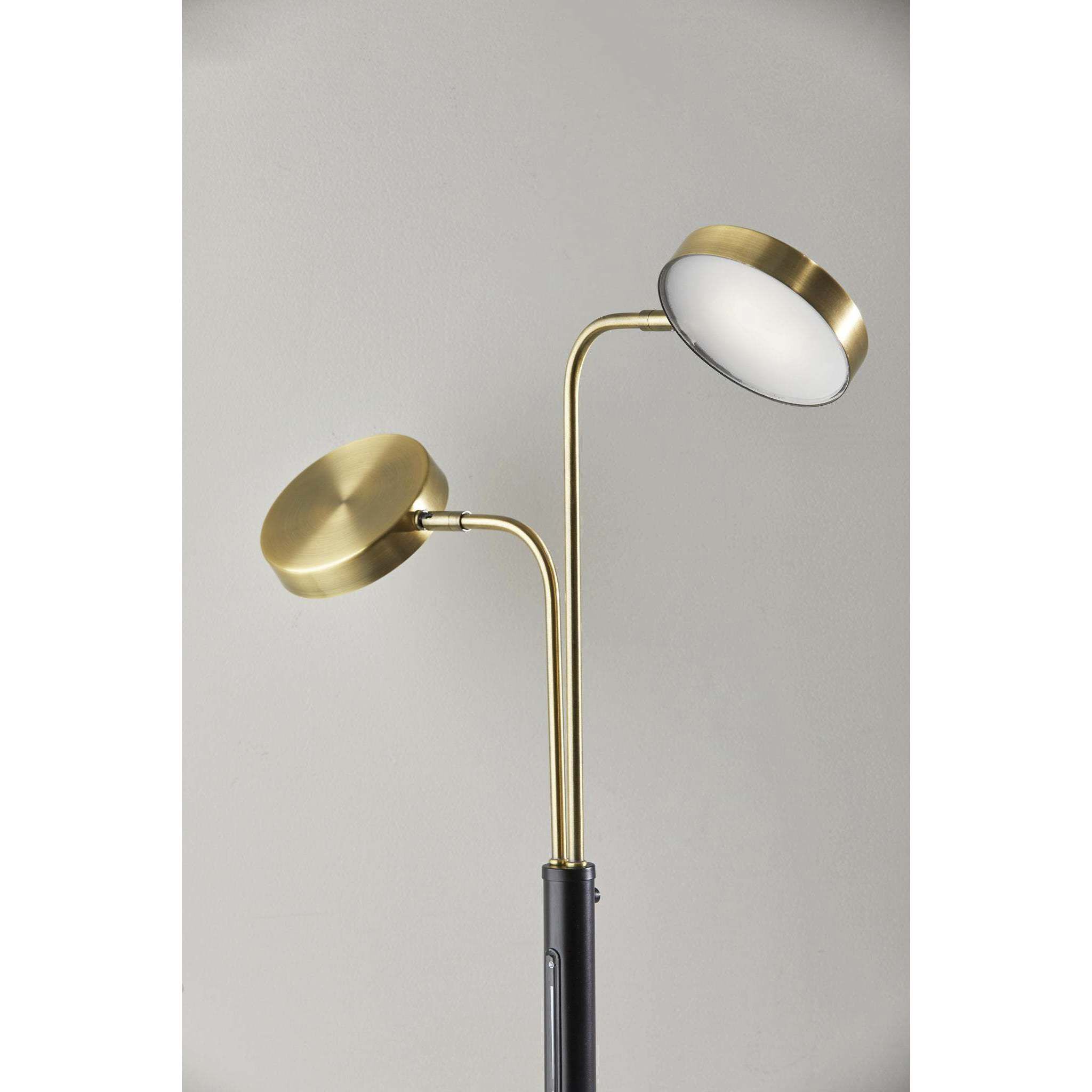 Rowan 25 inch 6.00 watt Black and Antique Brass Desk Lamp Portable Light, with Smart Switch
