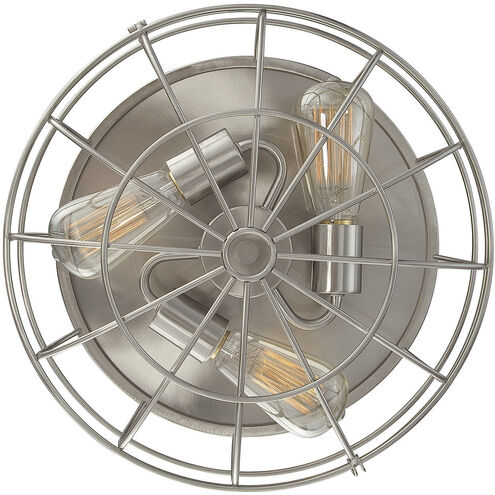 Scout 3 Light 15 inch Satin Nickel Flush Mount Ceiling Light