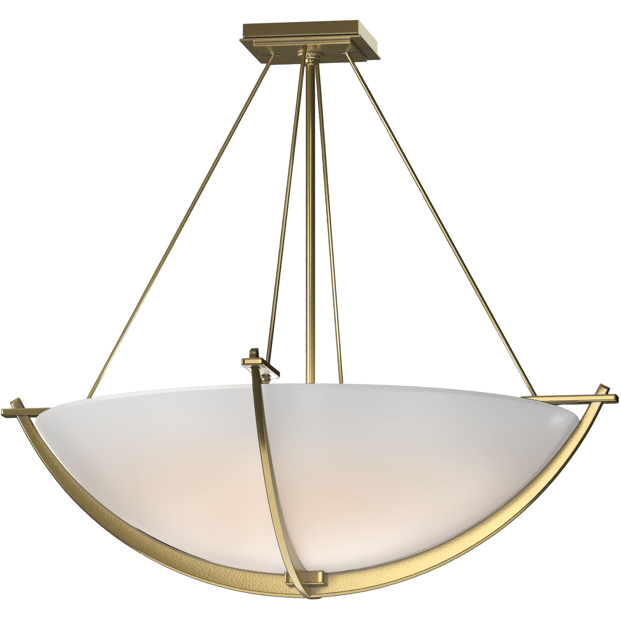 Compass 3 Light 27.4 inch Modern Brass Semi-Flush Ceiling Light in Opal, Large