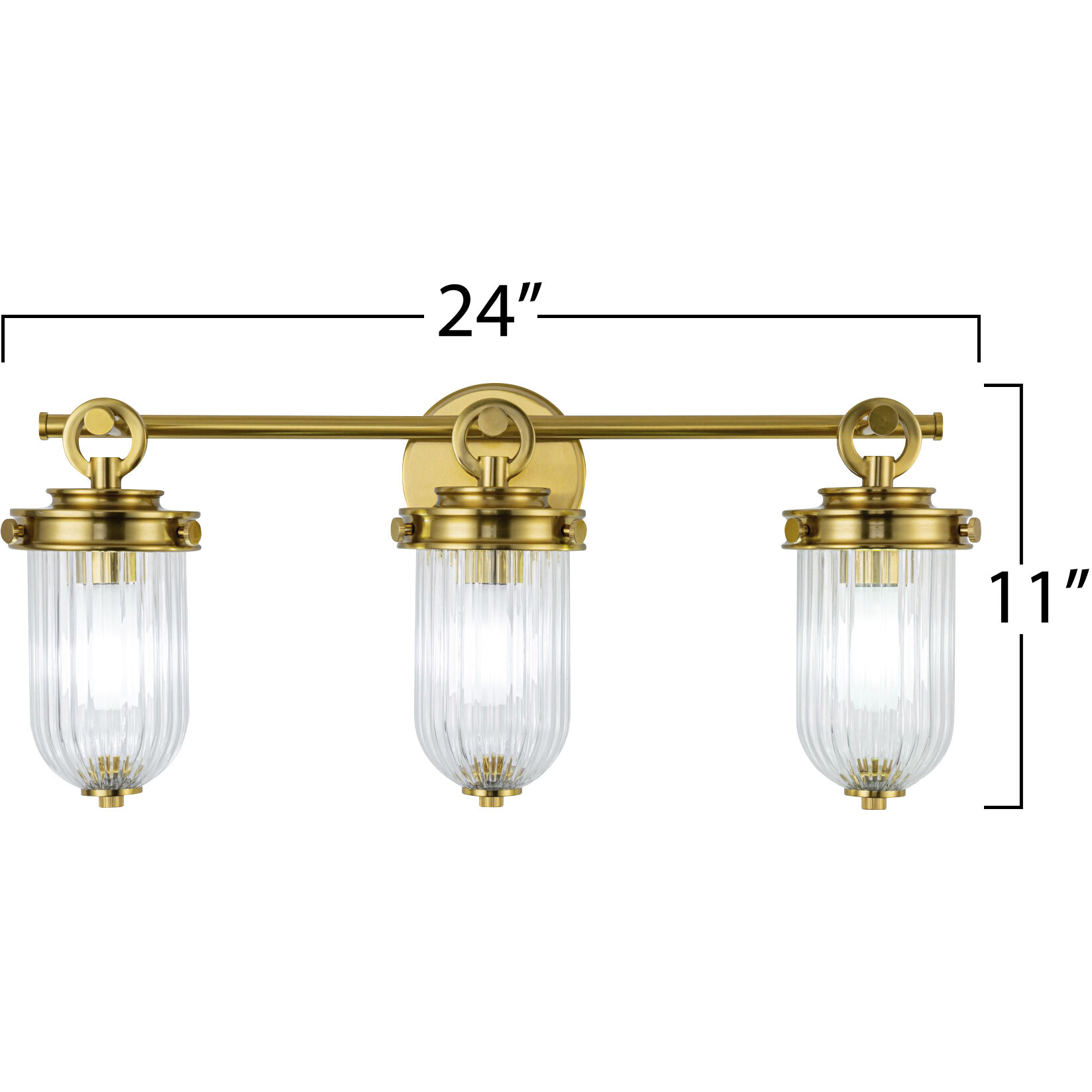Myla 3 Light 24 inch Vintage Brass Bathroom Vanity Wall Light