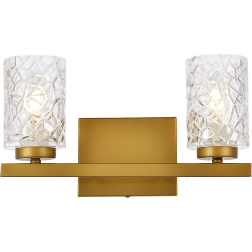 Cassie 2 Light 14 inch Brass Bath Sconce Wall Light