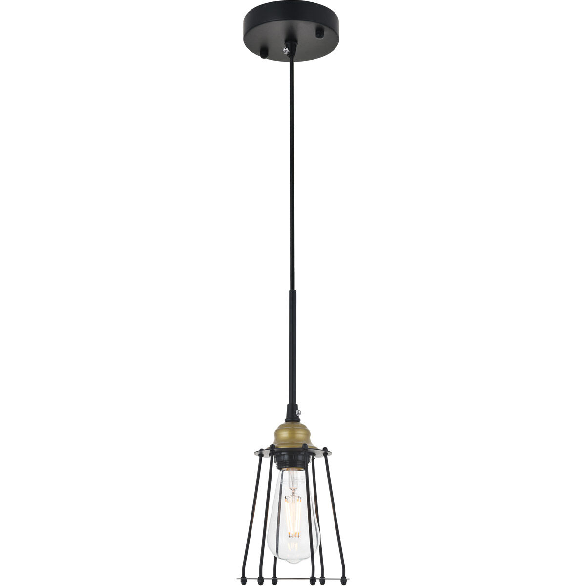 Auspice 1 Light 5.3 inch Brass and Black Pendant Ceiling Light