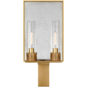 Ray Booth Beza LED 9 inch Antique Brass and Antique Mirror Double Reflector Sconce Wall Light 
