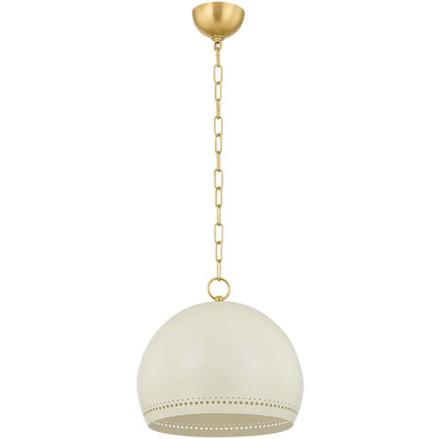 Etna 1 Light 13.5 inch Aged Brass/Soft Cream Pendant Ceiling Light