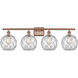 Ballston Farmhouse Rope 4 Light 36 inch Antique Copper Bath Vanity Light Wall Light in Clear Glass with White Rope, Ballston