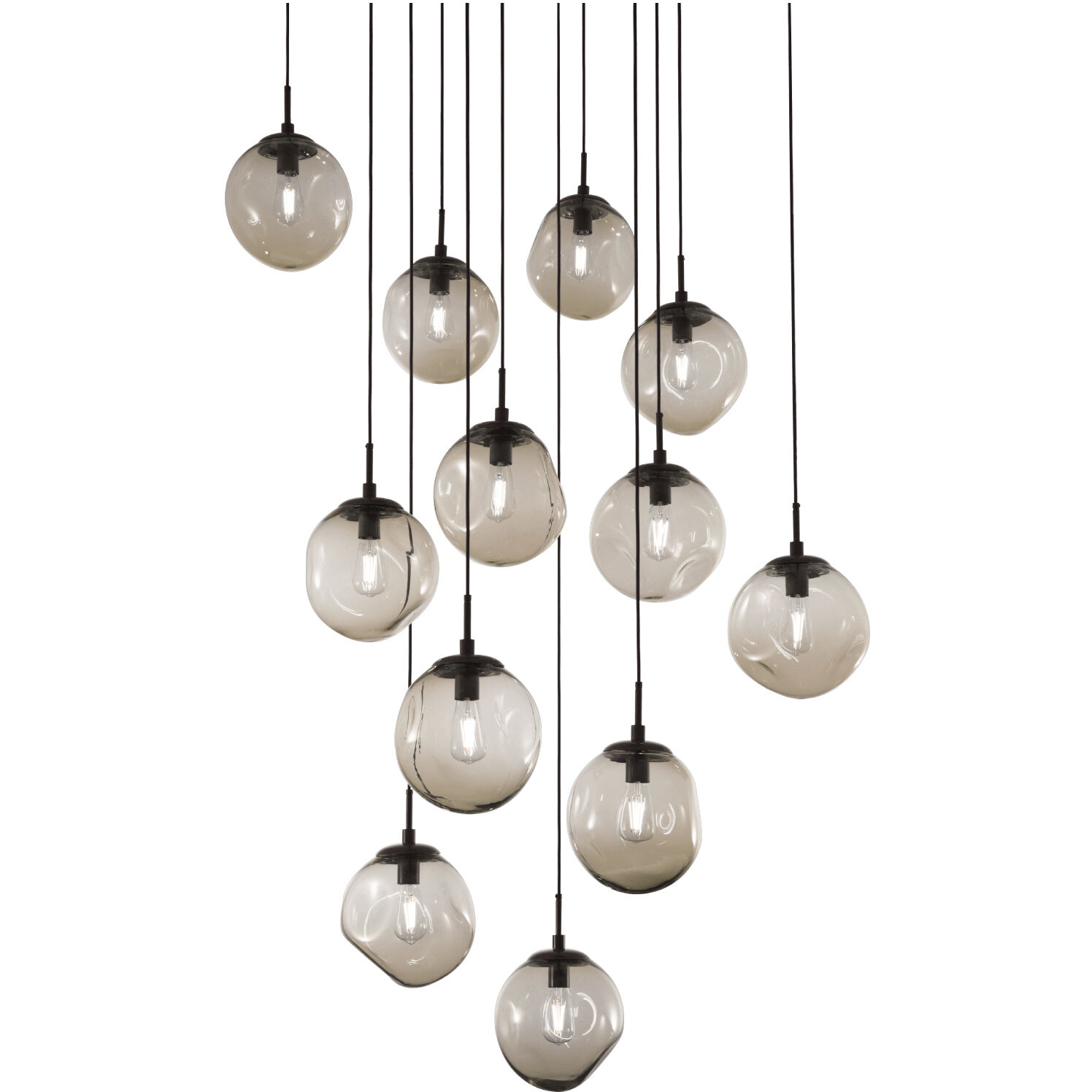 Aster Incandescent 9 Light Graphite Chandelier Ceiling Light, Square Multi-Port