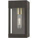 Barrett 1 Light 9.75 inch Bronze with Antique Brass Candle Outdoor Wall Lantern