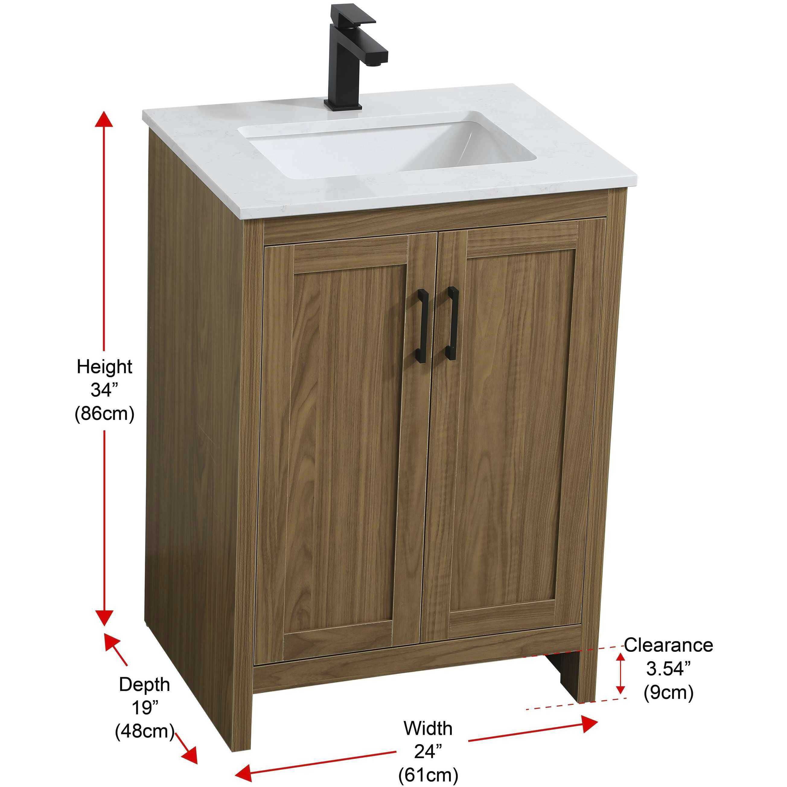Finnley 24 X 34 inch Walnut Brown Bathroom Vanity Cabinet