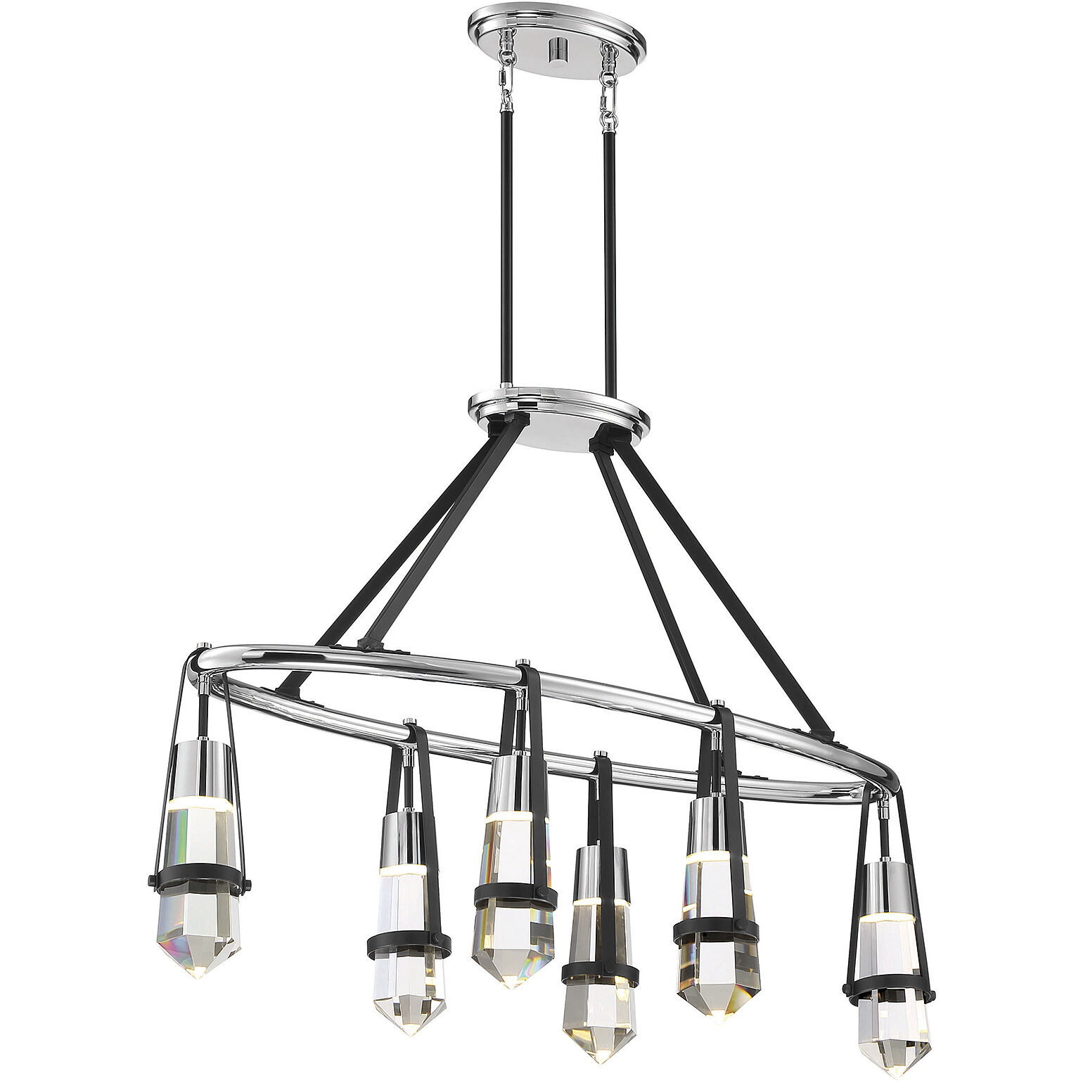 Denali LED 36 inch Matte Black with Polished Chrome Accents Linear Chandelier Ceiling Light