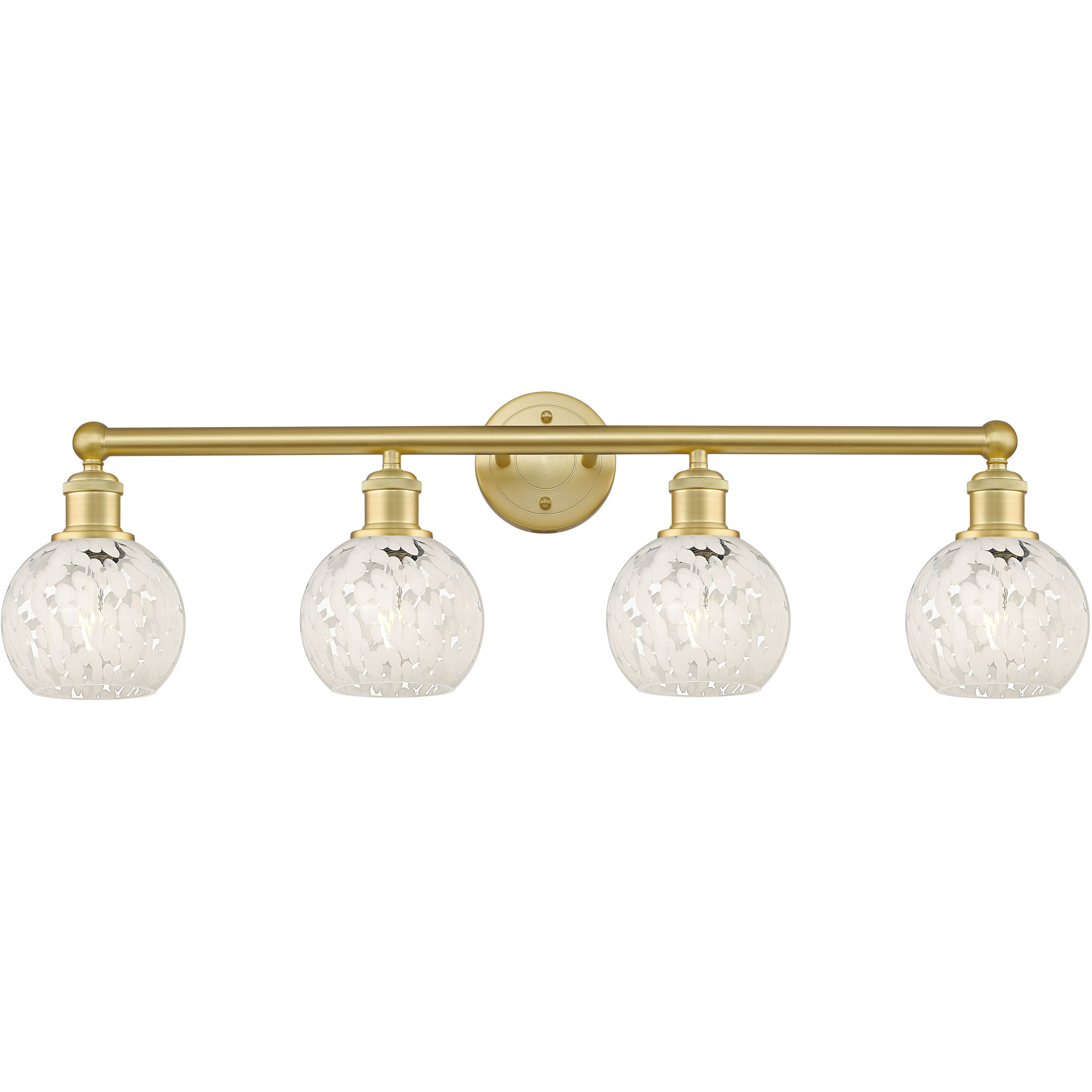 Edison White Mouchette 4 Light 33 inch Satin Gold Bath Vanity Light Wall Light