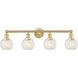 Edison White Mouchette 4 Light 33 inch Satin Gold Bath Vanity Light Wall Light