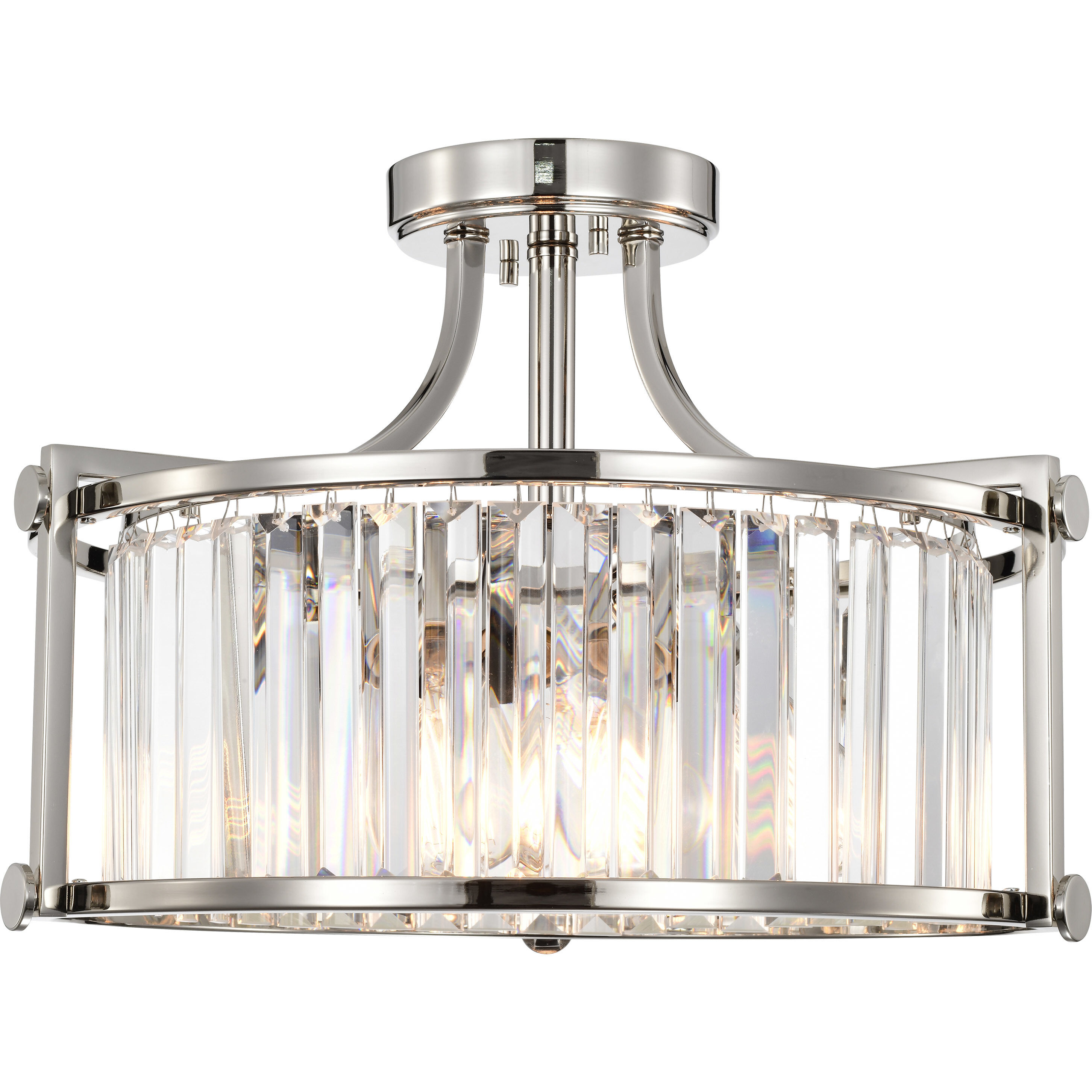 Nuvo 60 5763 Krys 3 Light 18 inch Polished Nickel Semi Flush Mount