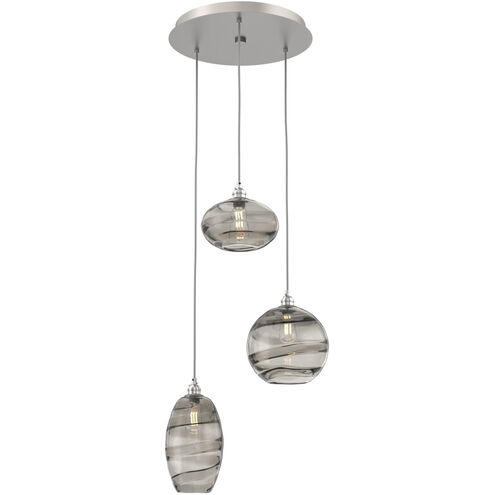 Misto 3 Light 21 inch Beige Silver Chandelier Ceiling Light in Metallic Beige Silver, Misto Smoke, Round Multi-Port