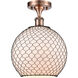 Ballston Large Farmhouse Chicken Wire LED 10 inch Antique Copper Semi-Flush Mount Ceiling Light, Ballston