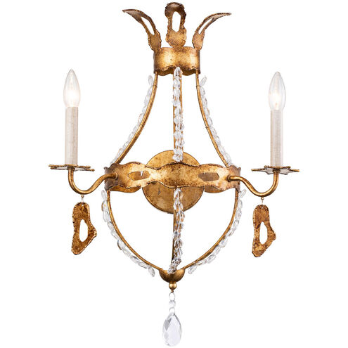 Monteleone 2 Light 8 inch Antique Gold Wall Sconce Wall Light, Flambeau