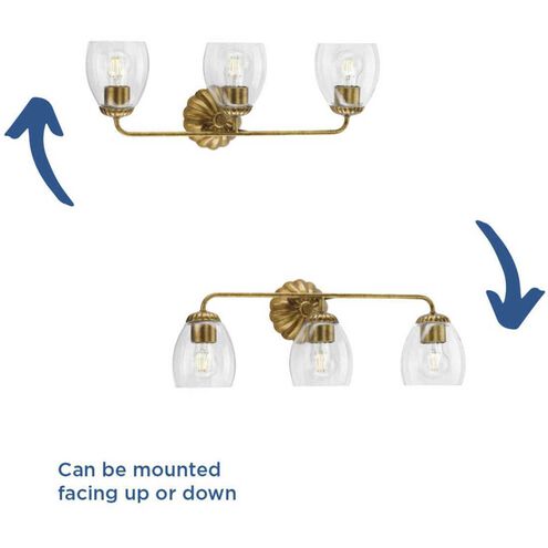 Quillan 3 Light 23.87 inch Gold Ombre Bathroom Vanity Light Wall Light