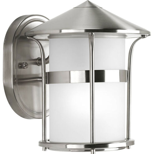 Welcome 1 Light 8 inch Stainless Steel Outdoor Wall Lantern in Etched Opal