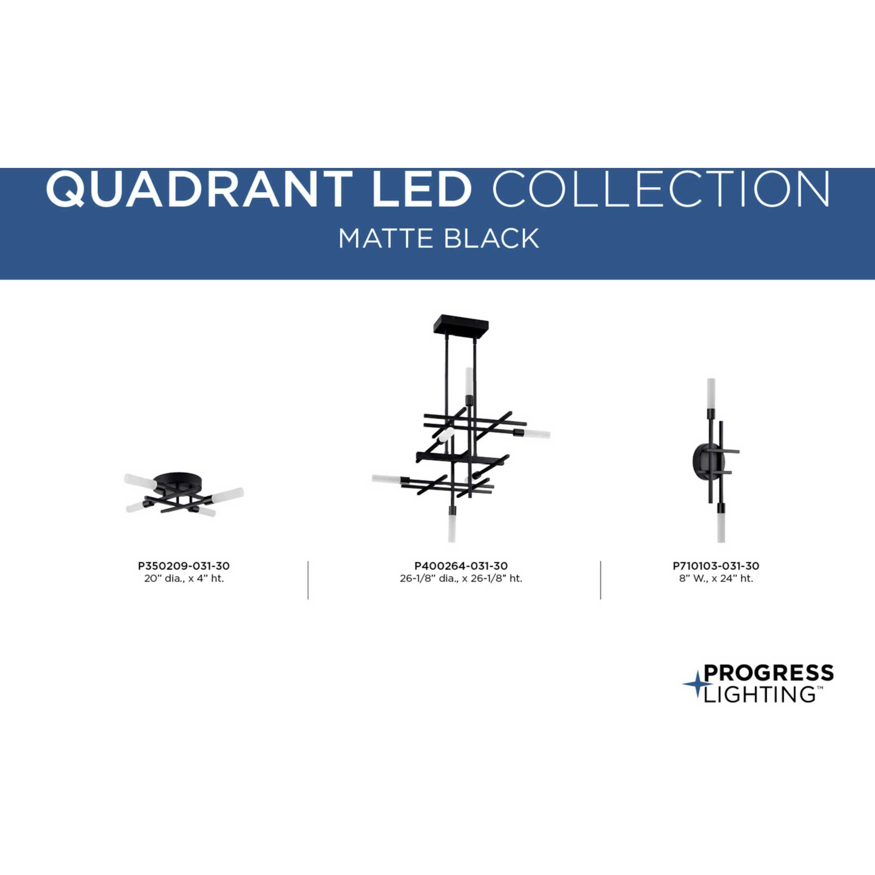 Quadrant LED LED 26 inch Matte Black Chandelier Ceiling Light, Progress LED