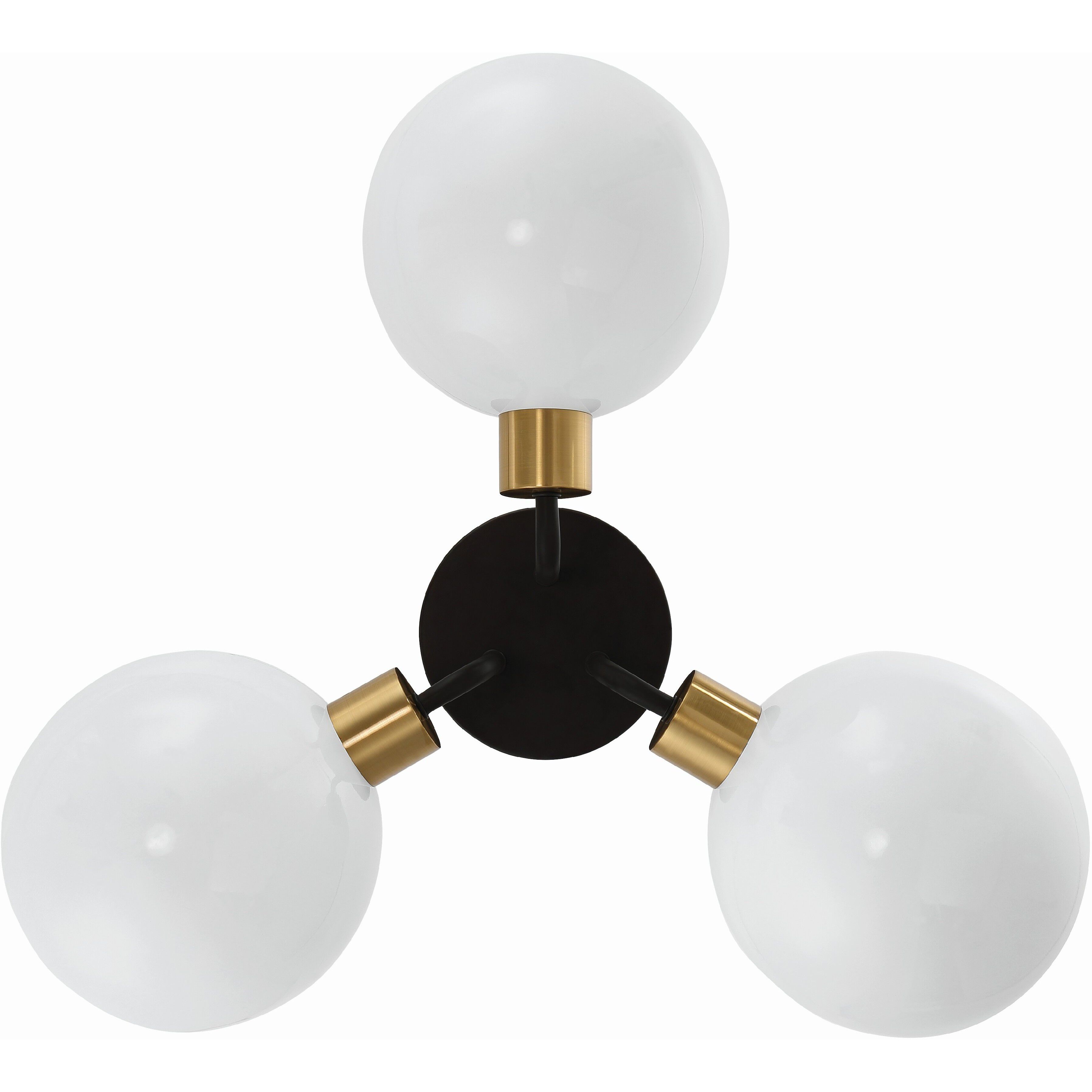 Gigi 3 Light 22.75 inch Black and Aged Brass Semi Flush Ceiling Light