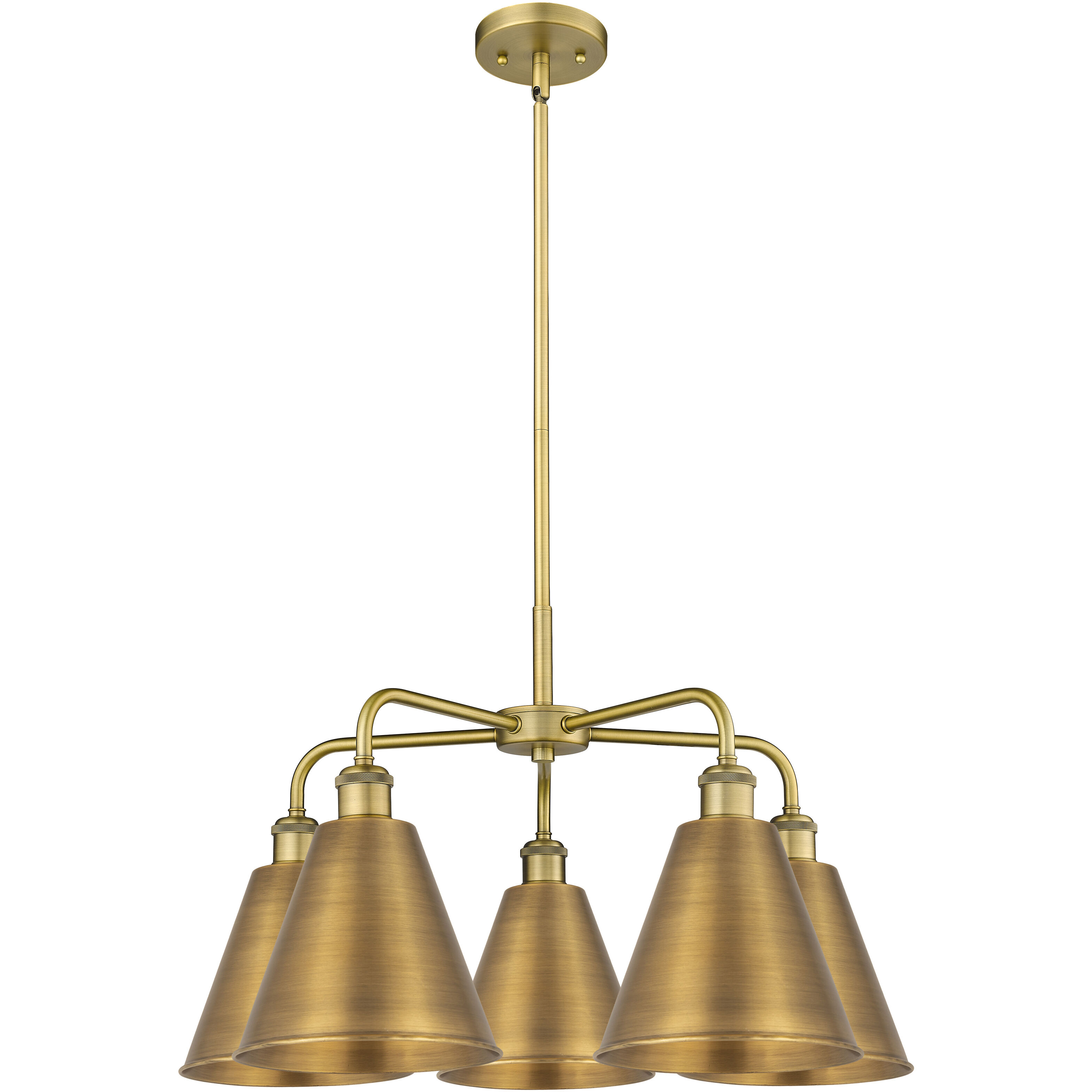 Ballston Cone 5 Light 26 inch Brushed Brass Chandelier Ceiling Light