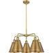 Ballston Cone 5 Light 26 inch Brushed Brass Chandelier Ceiling Light