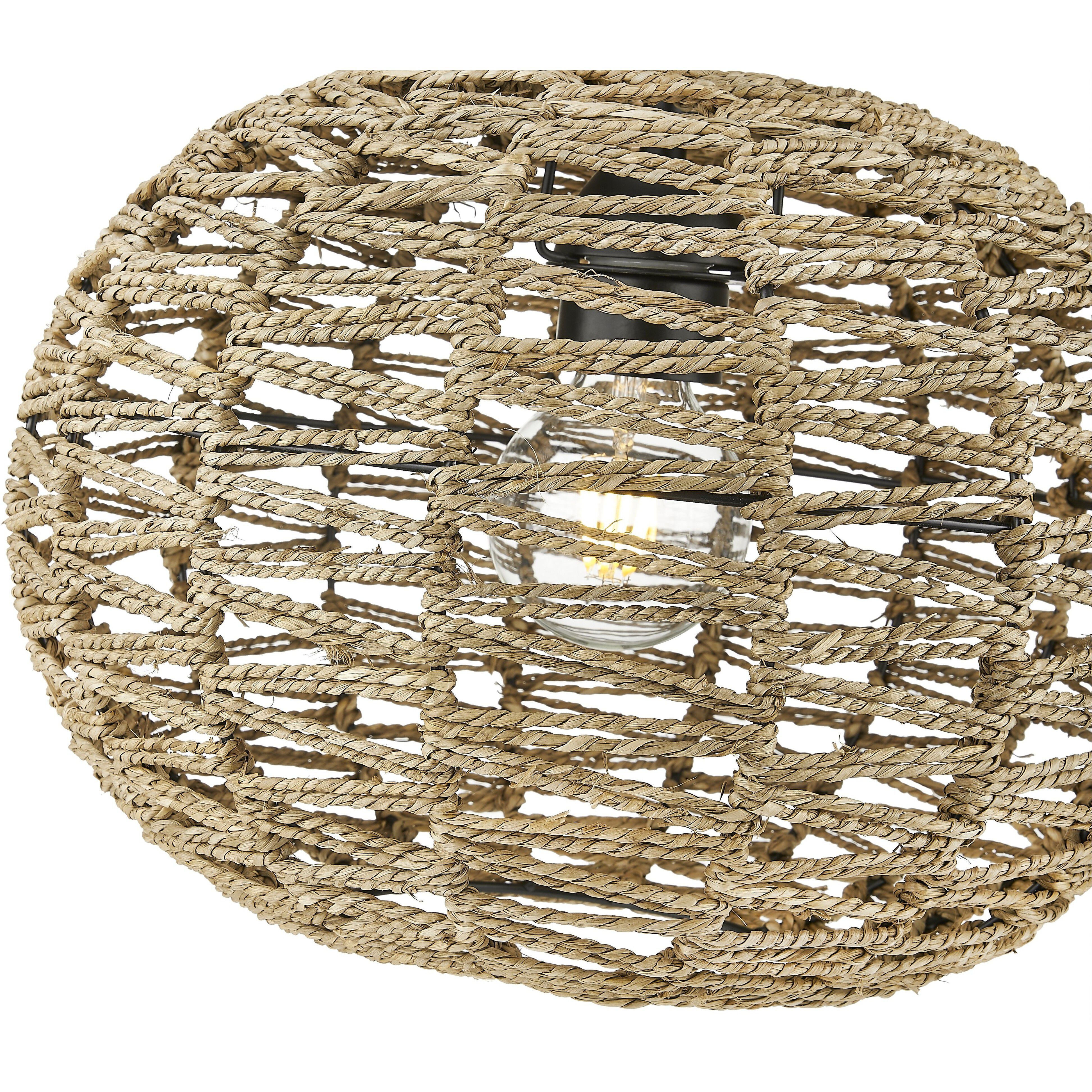 Berkshire 1 Light 15 inch Black Metal with Natural Seagrass Pendant Ceiling Light