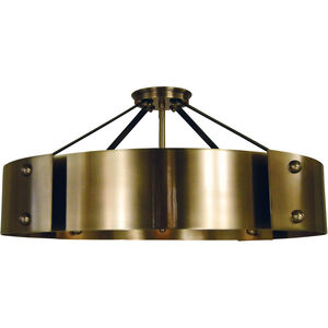 Lasalle 8 Light 24 inch Antique Brass with Matte Black Accents Semi-Flush Mount Ceiling Light
