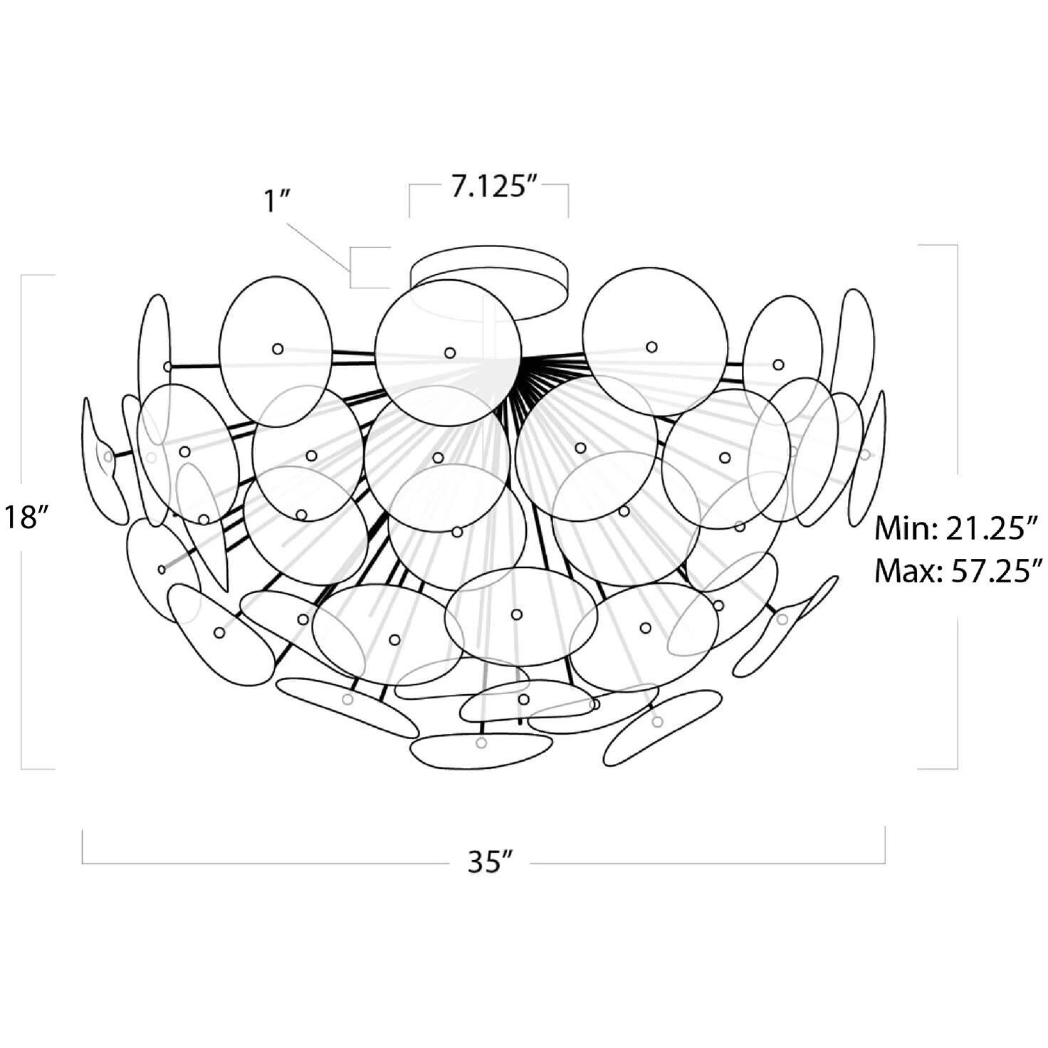 Poppy 5 Light 35 inch Clear Flush Mount Ceiling Light, Semi Flush Mount