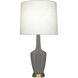 Emma 30 inch 150.00 watt Matte Smokey Taupe Glazed Ceramic with Warm Brass Accent Lamp Portable Light in Matte Smoky Taupe