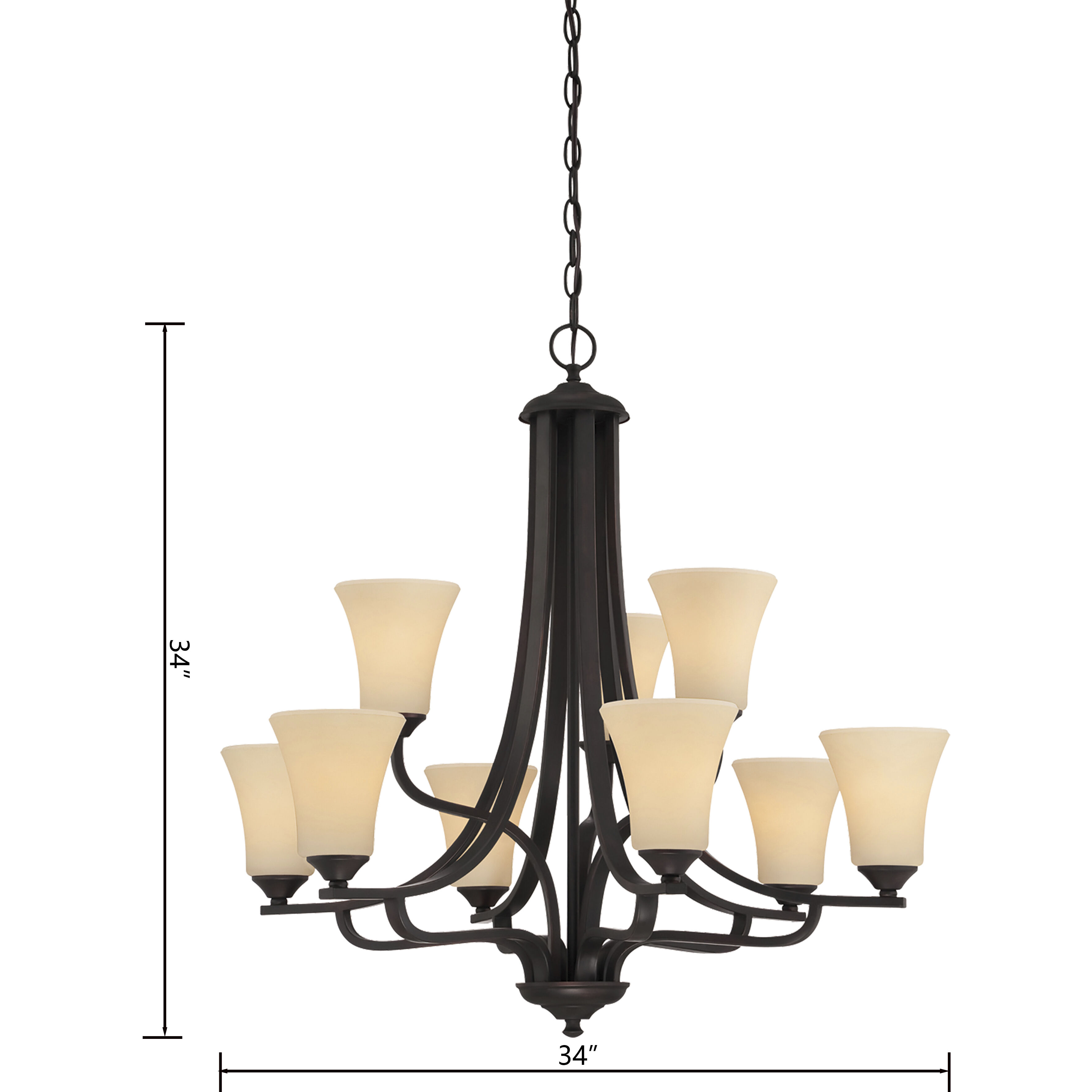 Treme 9 Light 34 inch Espresso Chandelier Ceiling Light