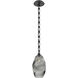 Ellisse 1 Light 6.5 inch Matte Black Pendant Ceiling Light in Smoke Optic, Rectangular Chain