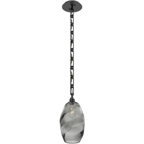 Ellisse 1 Light 6.5 inch Matte Black Pendant Ceiling Light in Smoke Optic, Rectangular Chain