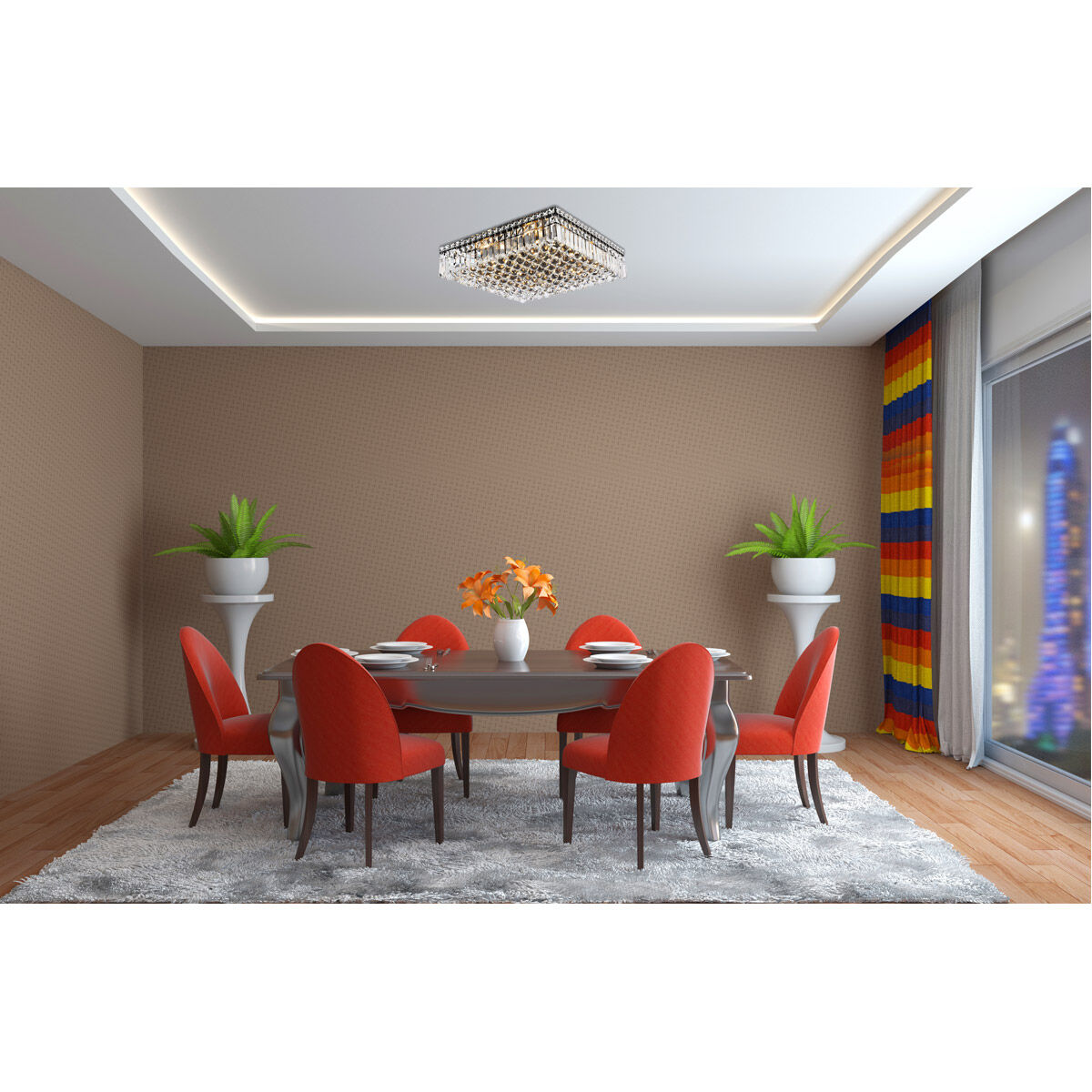 Maxime 12 Light 20 inch Black and Clear Flush Mount Ceiling Light in Royal Cut