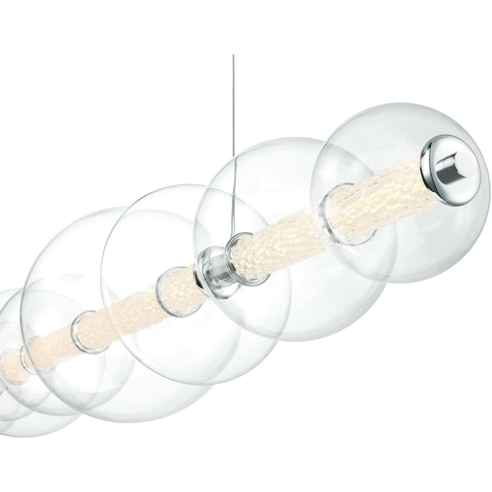 Atomo Linear Chandelier Ceiling Light in Chrome, Clear