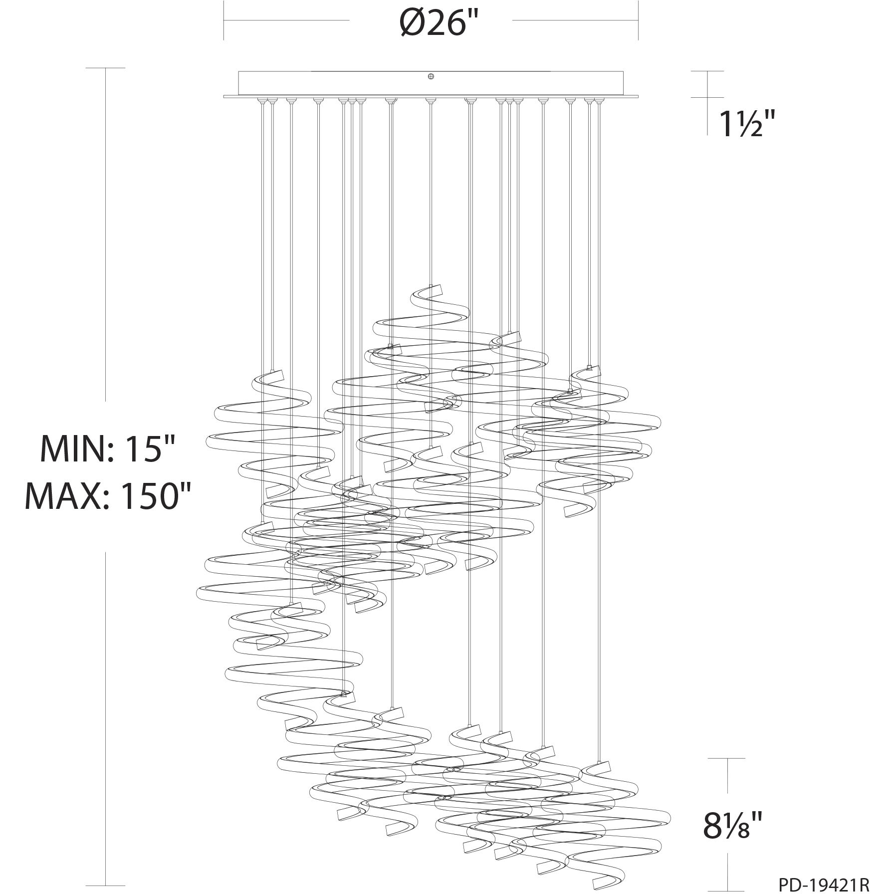 Whirl LED 26 inch Black Multi-Light Pendant Ceiling Light, dweLED