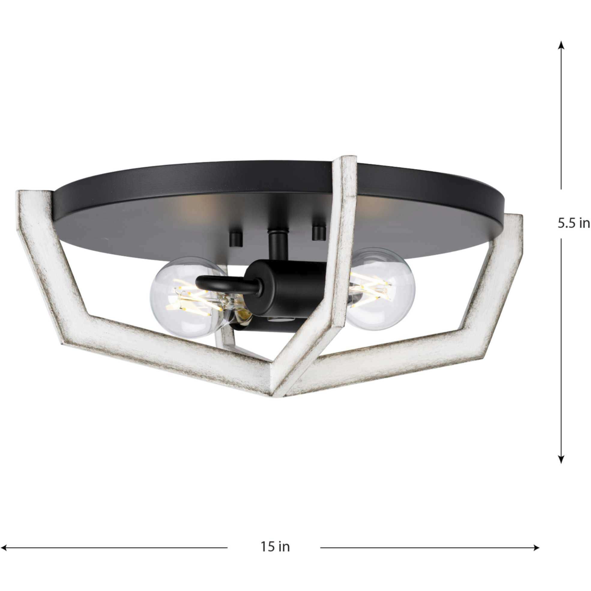 Galloway 2 Light 15 inch Matte Black Flush Mount Ceiling Light