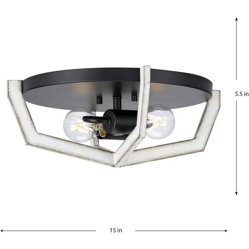 Galloway 2 Light 15 inch Matte Black Flush Mount Ceiling Light