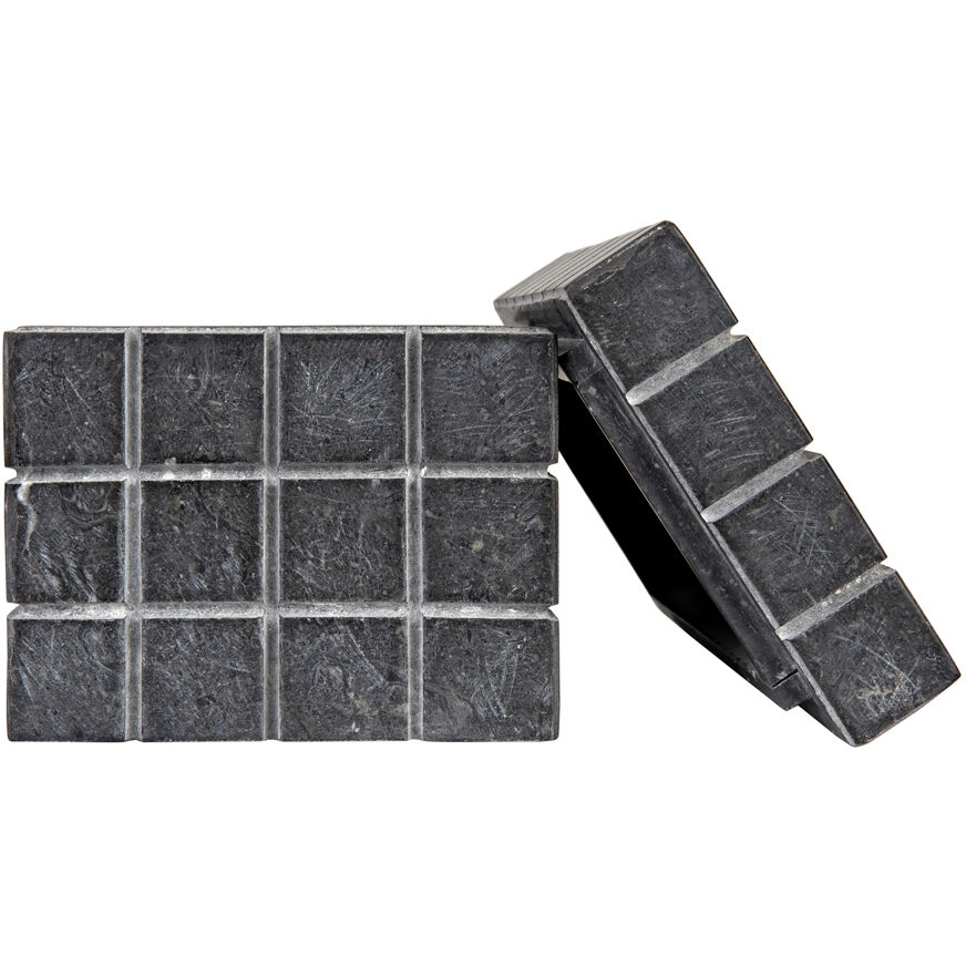 Berlin 9 X 4.5 inch Black Marble Box, Set of 2