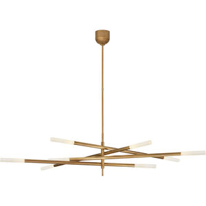 Visual Comfort Kelly Wearstler Rousseau LED 65 inch Antique-Burnished Brass Articulating Chandelier Ceiling Light in Etched Crystal, Grande KW5589AB-EC - Open Box