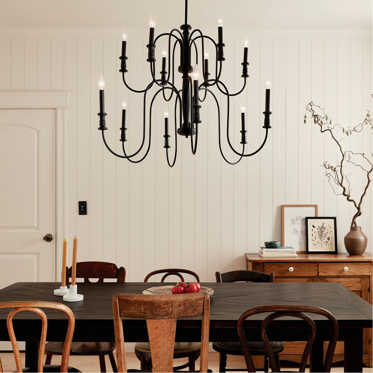 Homestead Karthe 12 Light 42 inch Black Chandelier Ceiling Light, Karthe