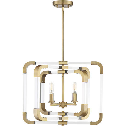 Rotterdam 4 Light 20 inch Warm Brass Convertible SemiFlush/Pendant Ceiling Light, Essentials