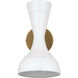 Pisa 2 Light 6 inch White Lacquer & Antique Brass Wall Sconce Wall Light in White Lacquer and Antique Brass