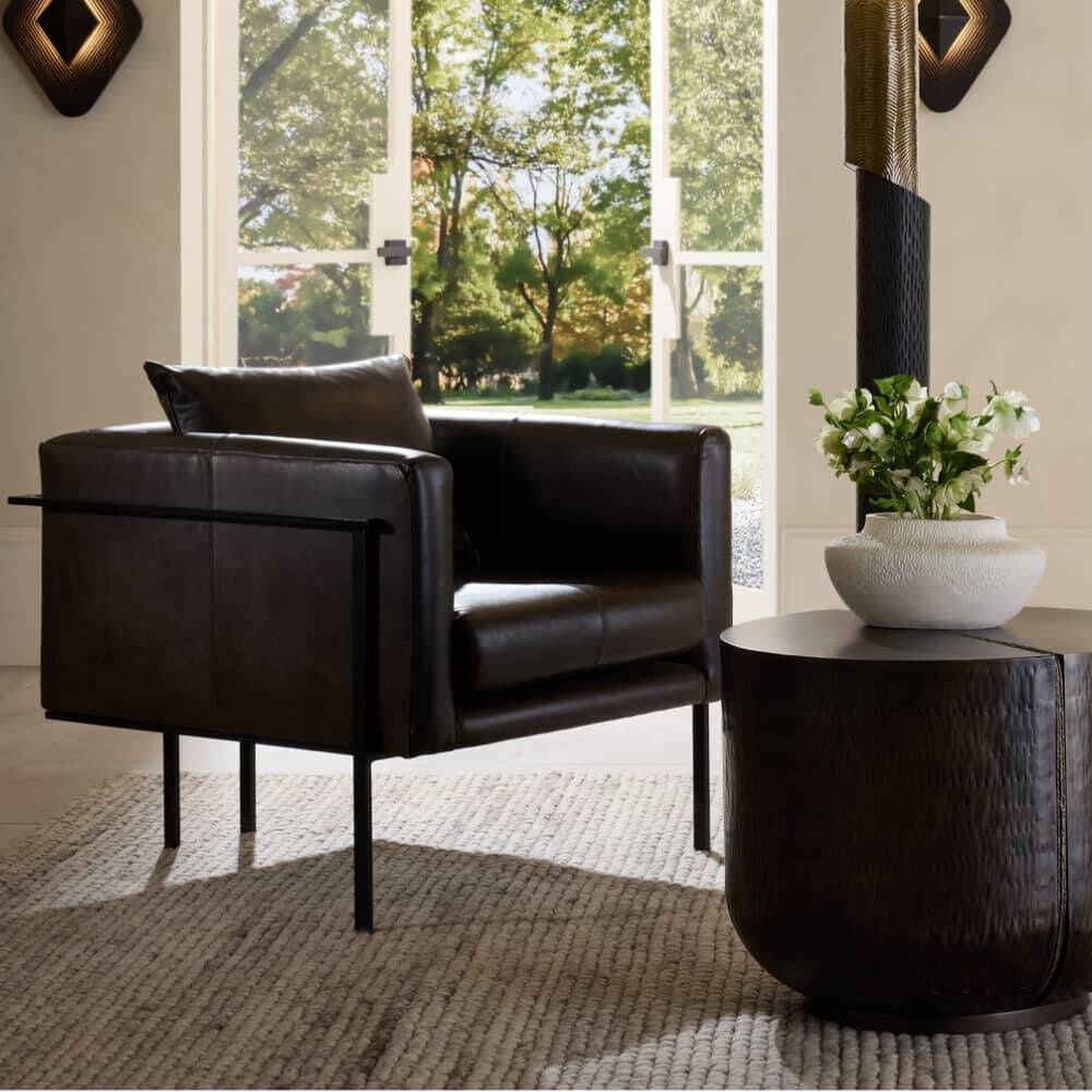 Giroud Ore Leather and Blackened Iron Lounge Chair