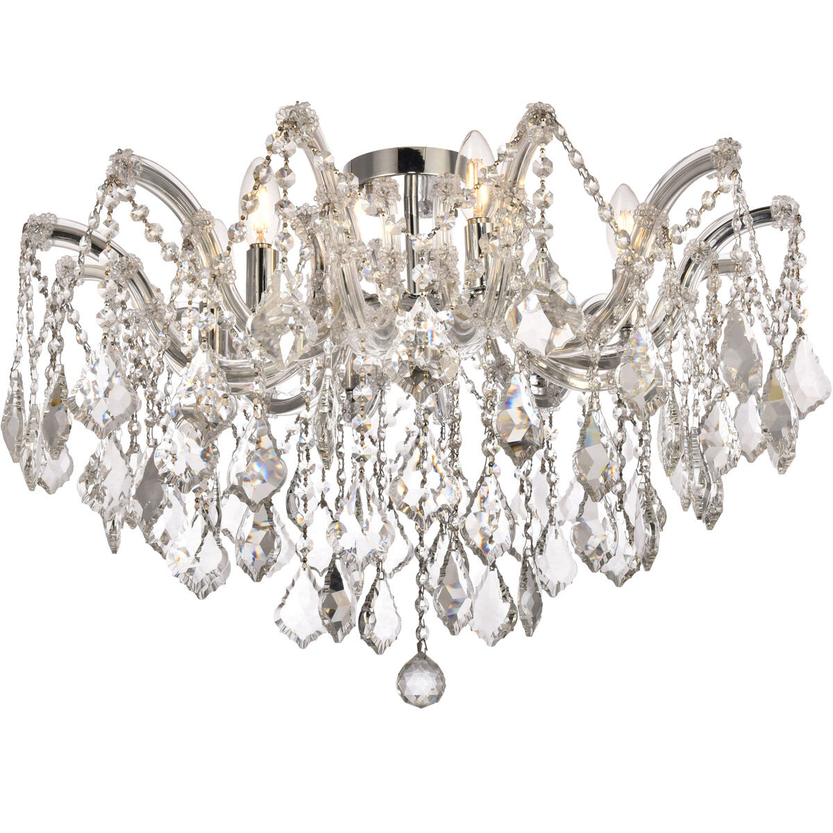 Maria Theresa 6 Light 24 inch Chrome Flush Mount Ceiling Light in Royal Cut