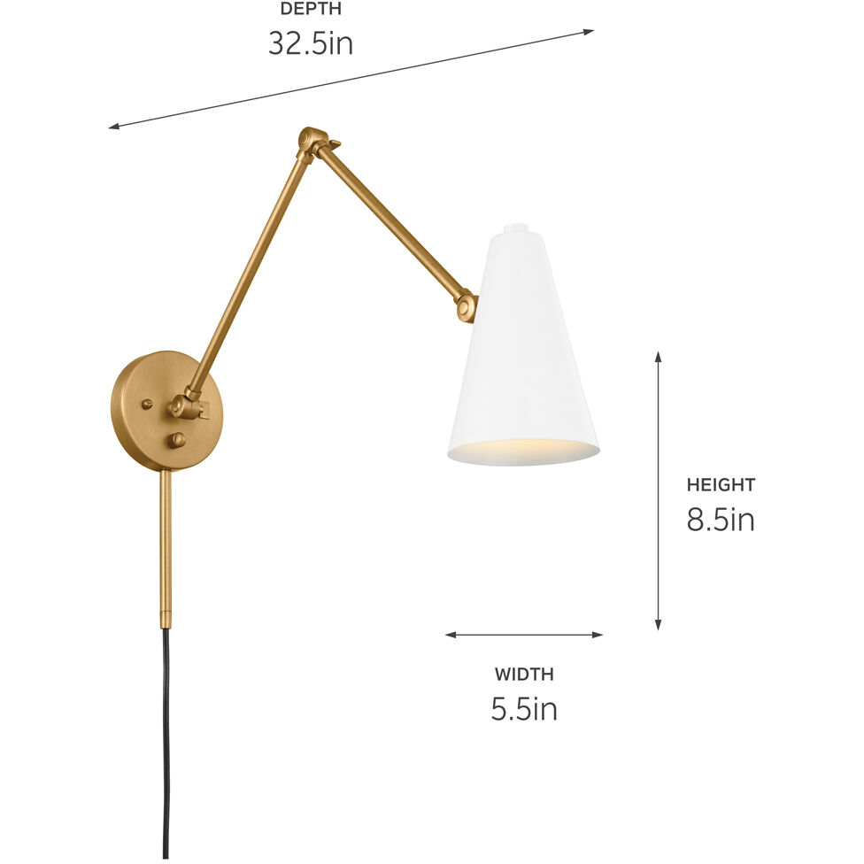 Sylvia 1 Light 5.5 inch Natural Brass Wall Sconce Wall Light