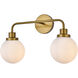Hanson 2 Light 19 inch Brass Bath Sconce Wall Light