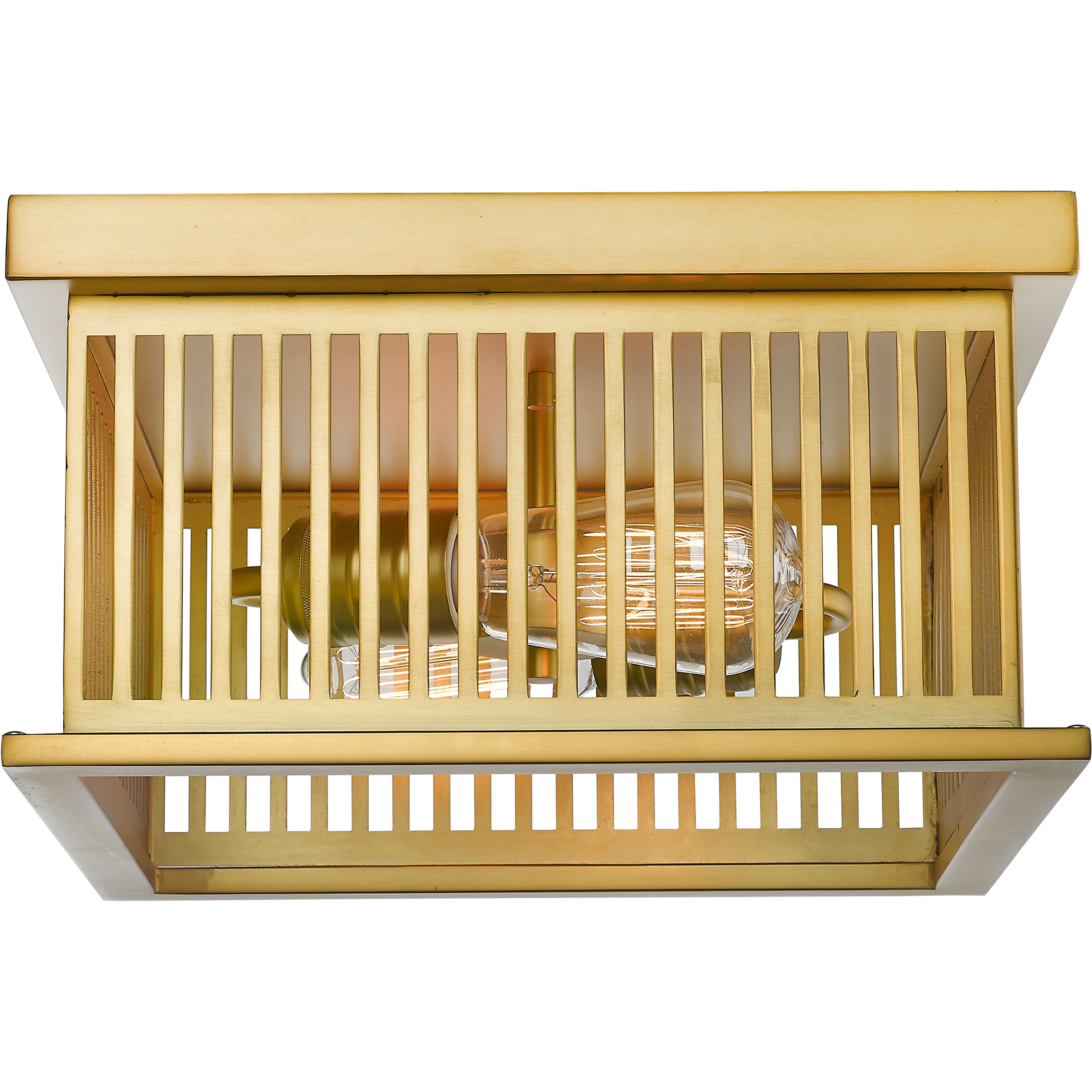 Camellia 2 Light 12 inch Brass Flush Mount Ceiling Light in Brass Steel