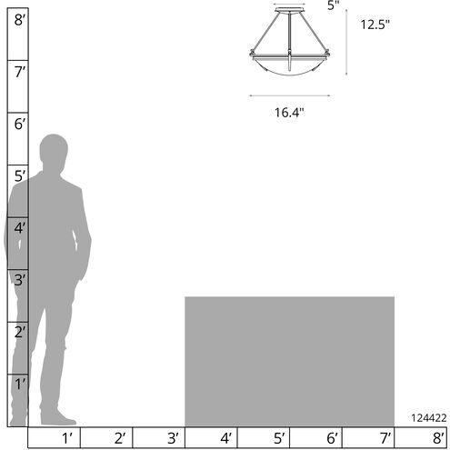 Presidio Tryne 3 Light 18 inch Modern Brass Semi-Flush Ceiling Light in Sand