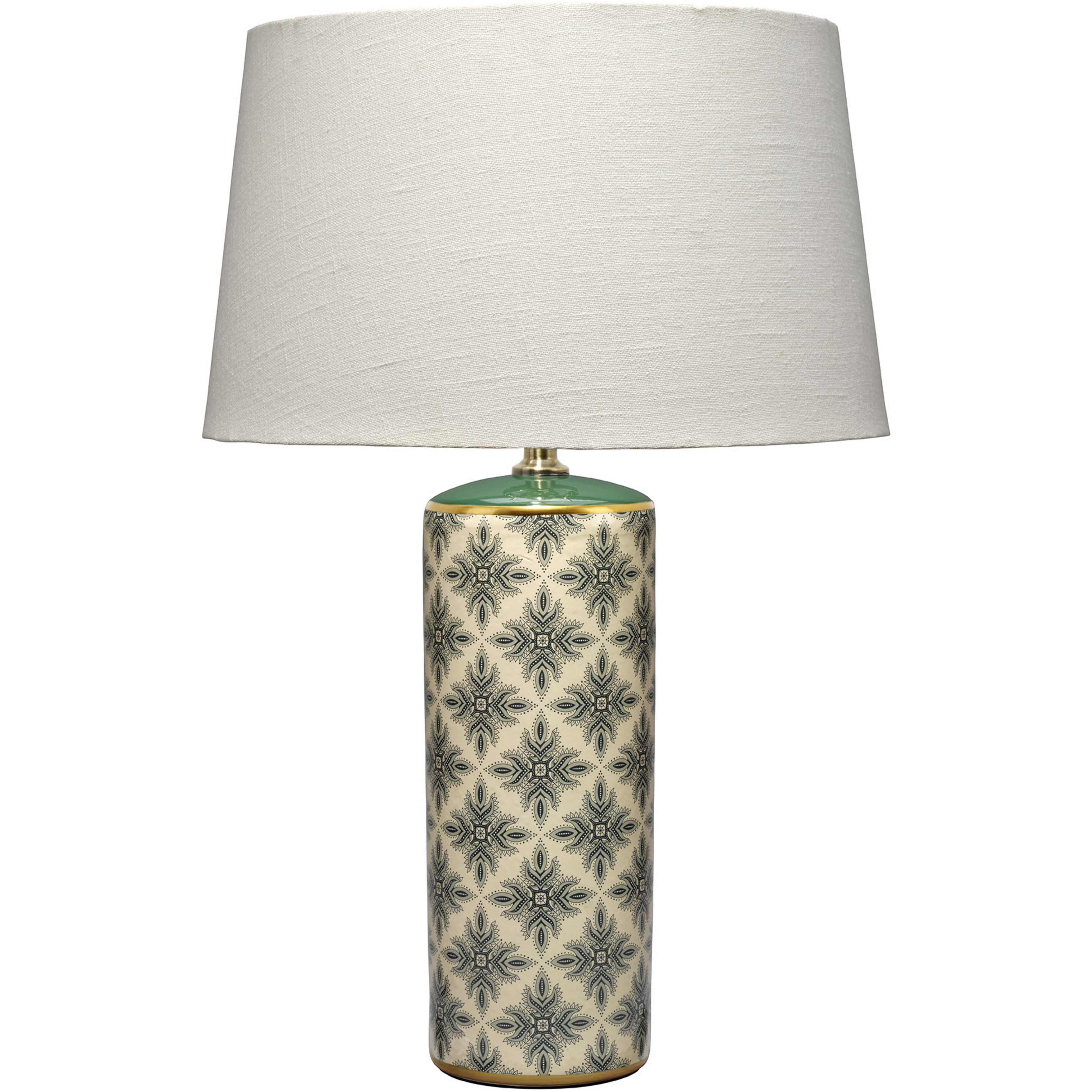 Harlequin 31 inch 100.00 watt Cream and Green Patterned Table Lamp Portable Light, Inline