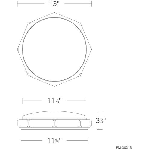 Grommet 1 Light 13 inch Aged Brass Flush Mount Ceiling Light in 3500K, 13in.